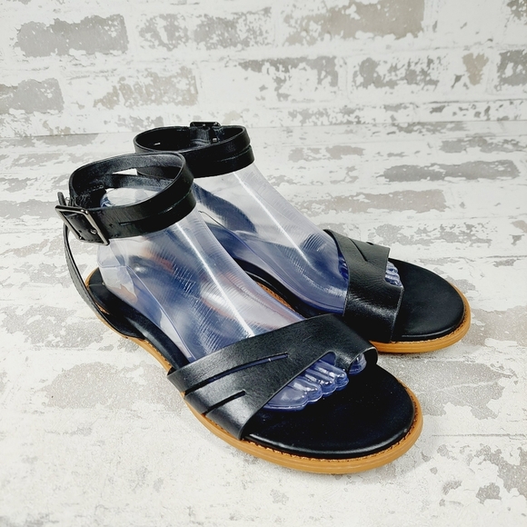 New Sarto By Franco Sarto Greene Black Leather Gladiator Sandals M152 - Picture 4 of 11